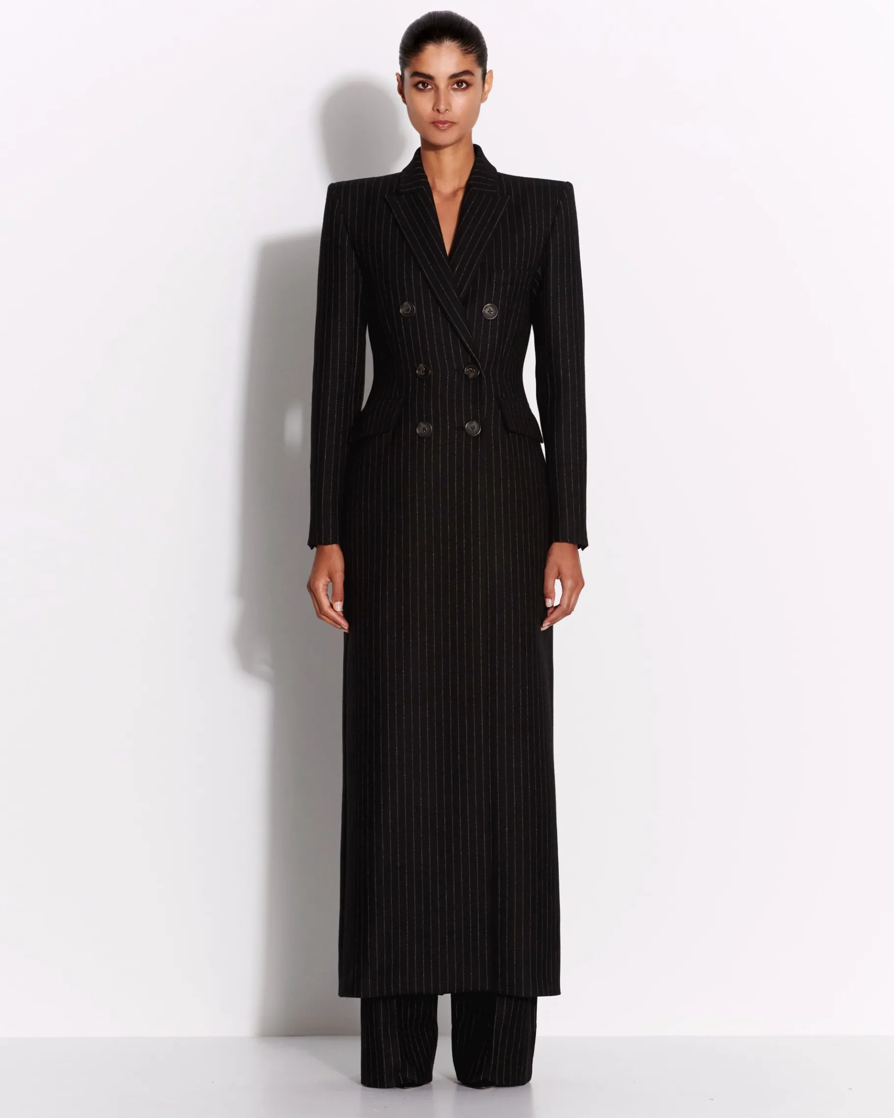 Alex Perry Tailored Trouser in Wool Pinstripe