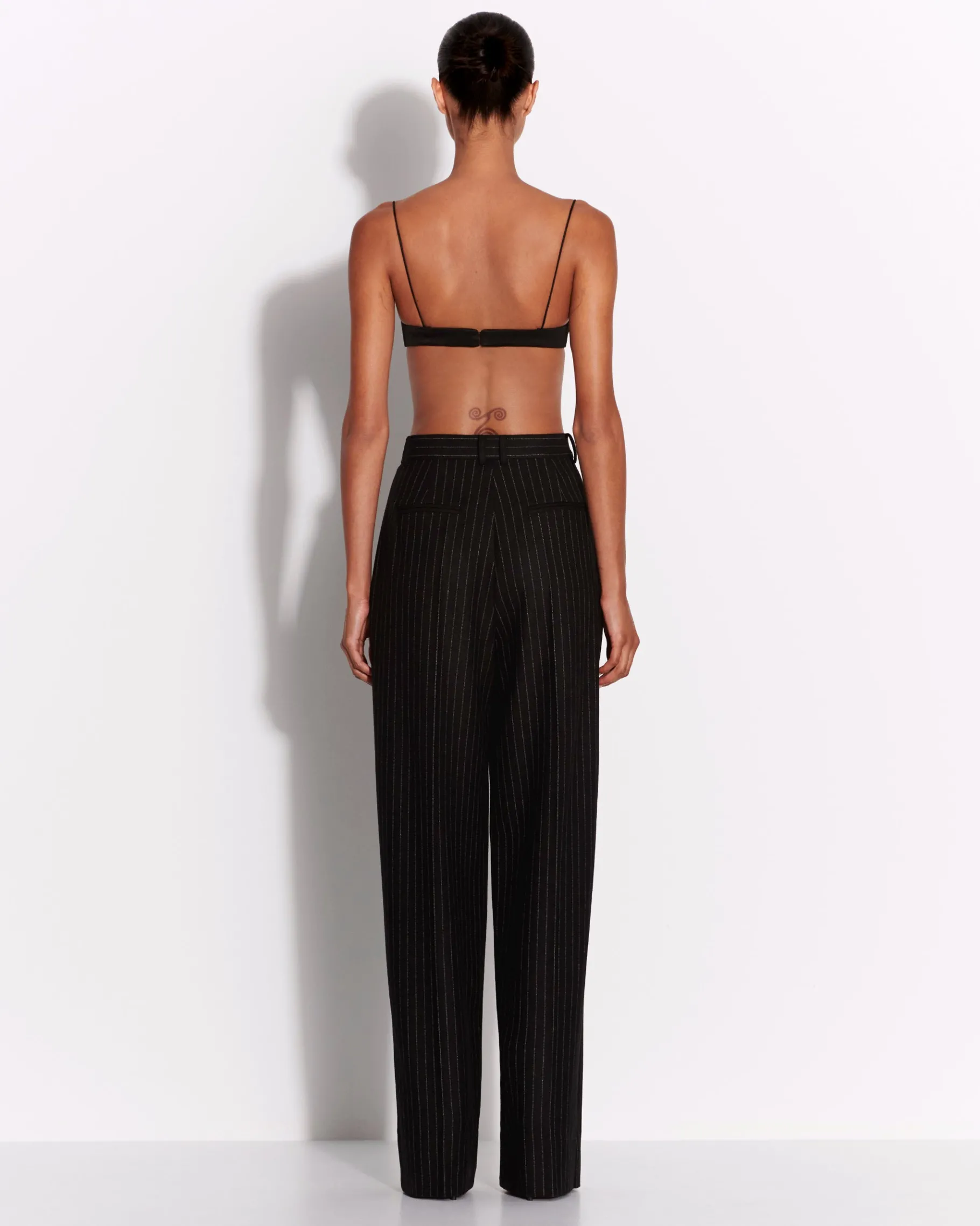 Alex Perry Tailored Trouser in Wool Pinstripe