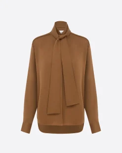 Alex Perry Tie Shirt in Satin Crepe