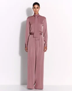 Alex Perry Tie Shirt in Satin Crepe