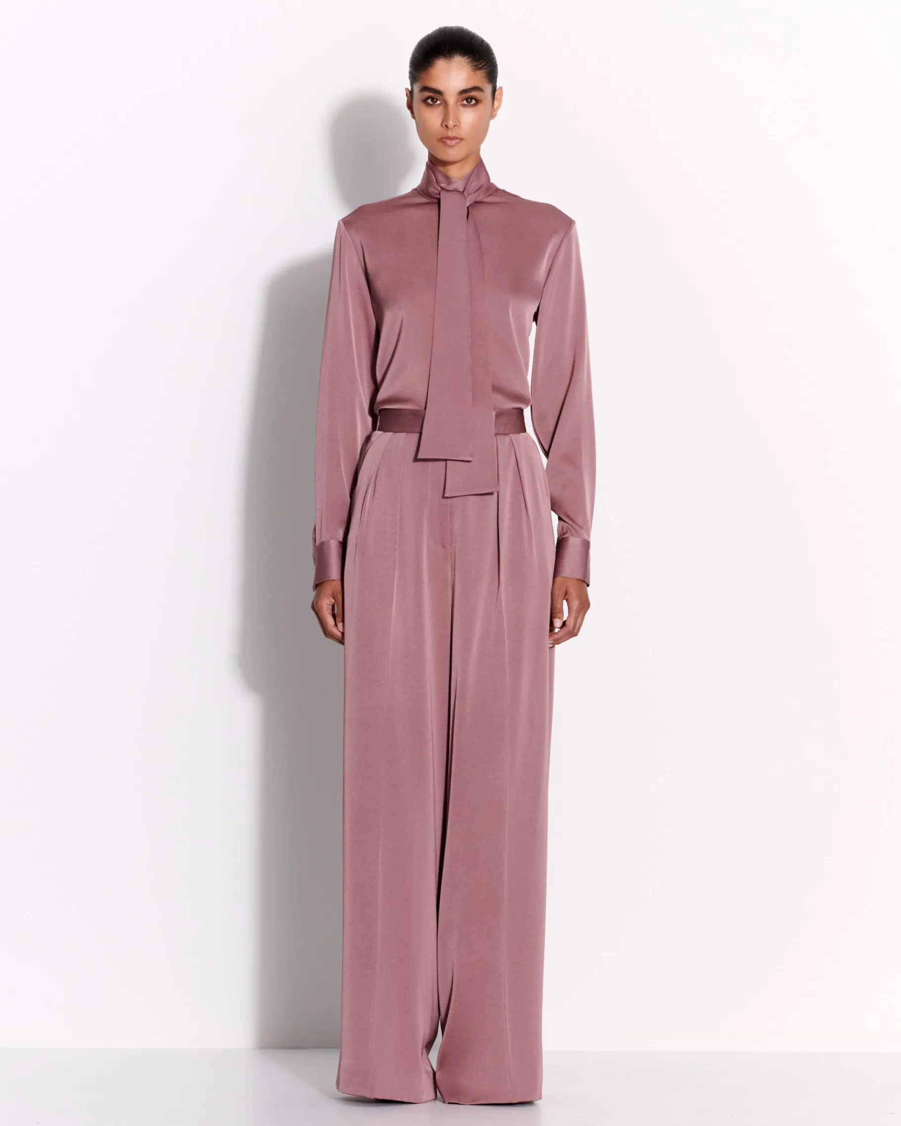 Alex Perry Tie Shirt in Satin Crepe