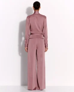 Alex Perry Tie Shirt in Satin Crepe